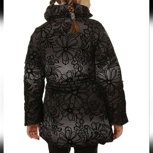EUC Desigual Girls 5/6 Velvet Flocked Floral Print Snow Jacket with Sequins - Picture 2 of 8